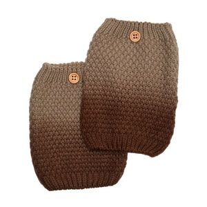 Brown & Taupe Ombre Knit Button Boot Cuffs